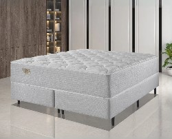 Colchão Ecoflex Privilege sobre base box cinza